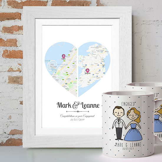 2 Hearts Map Engagement Gift Set 1