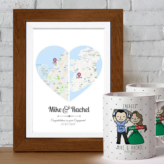 2 Hearts Map Engagement Gift Set 2