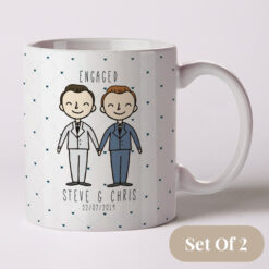 Two Guys Engaged and Happy Mugs