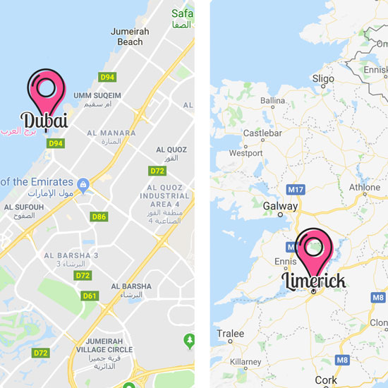 2 Hearts Map Engagement Gift