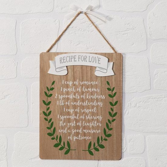 Recipe for Love MDF Plaque