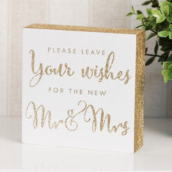 Leave Your Wishes For The New Mr & Mrs Guest Book Standing Block