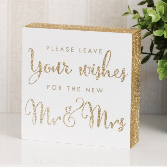 Leave Your Wishes For The New Mr & Mrs Guest Book Standing Block