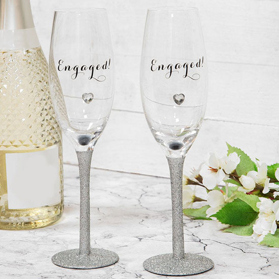 Engaged Crystal Champagne Flute Pair
