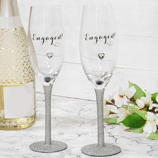 Engaged Crystal Champagne Flute Pair