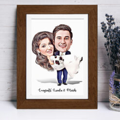 Wedding Caricature In His Arms