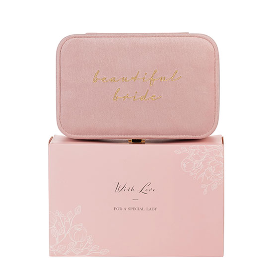 Pink Velvet Beautiful Bride Jewellery Box