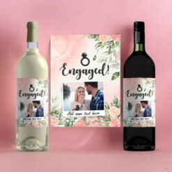 Engaged Wine Floral Delight with Photo Upload