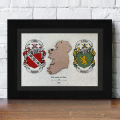 Double Family Crest with Bespoke 3D Map Frame