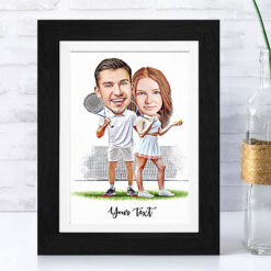 Tennis Couple Caricature (Same Sex Option Available)