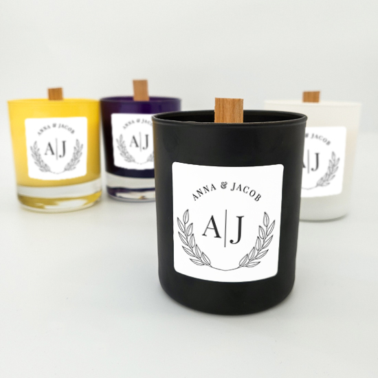 Couple's Initials Candle with Wooden Wick Order a Candle Ireland