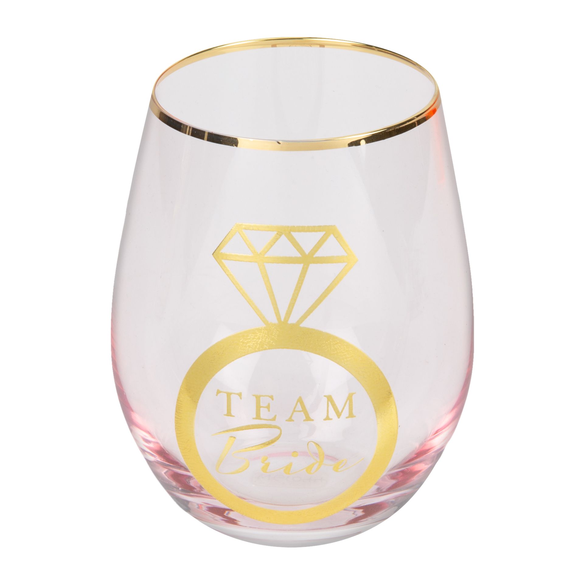 Team Bride Pink Stemless Wine Glass Bride Gift Ideas