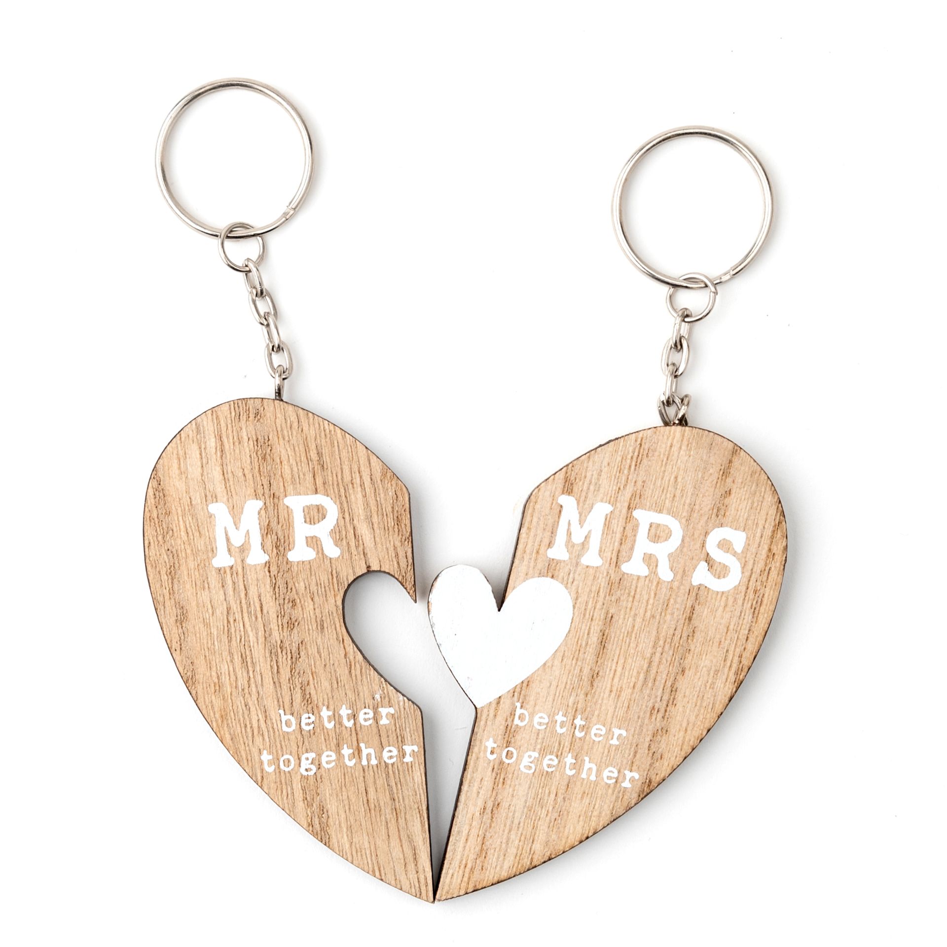 Mr & Mrs Set Of Keyrings in a Love Story Keepsake Box - Image 4