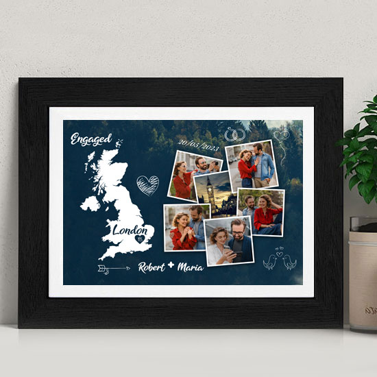 Where We Got Engaged Photo Collage Framed Print
