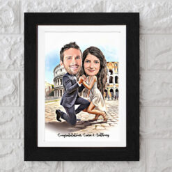 Engaged in Rome Caricature