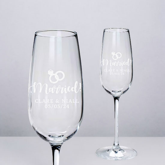 Married Personalised Champagne Flute (Single Flute)