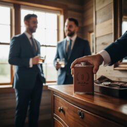 The Classic Personalised Leather Flask - Best Man2