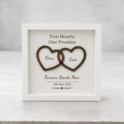 Personalised Two Hearts One Promise Wooden 3D Box Frame